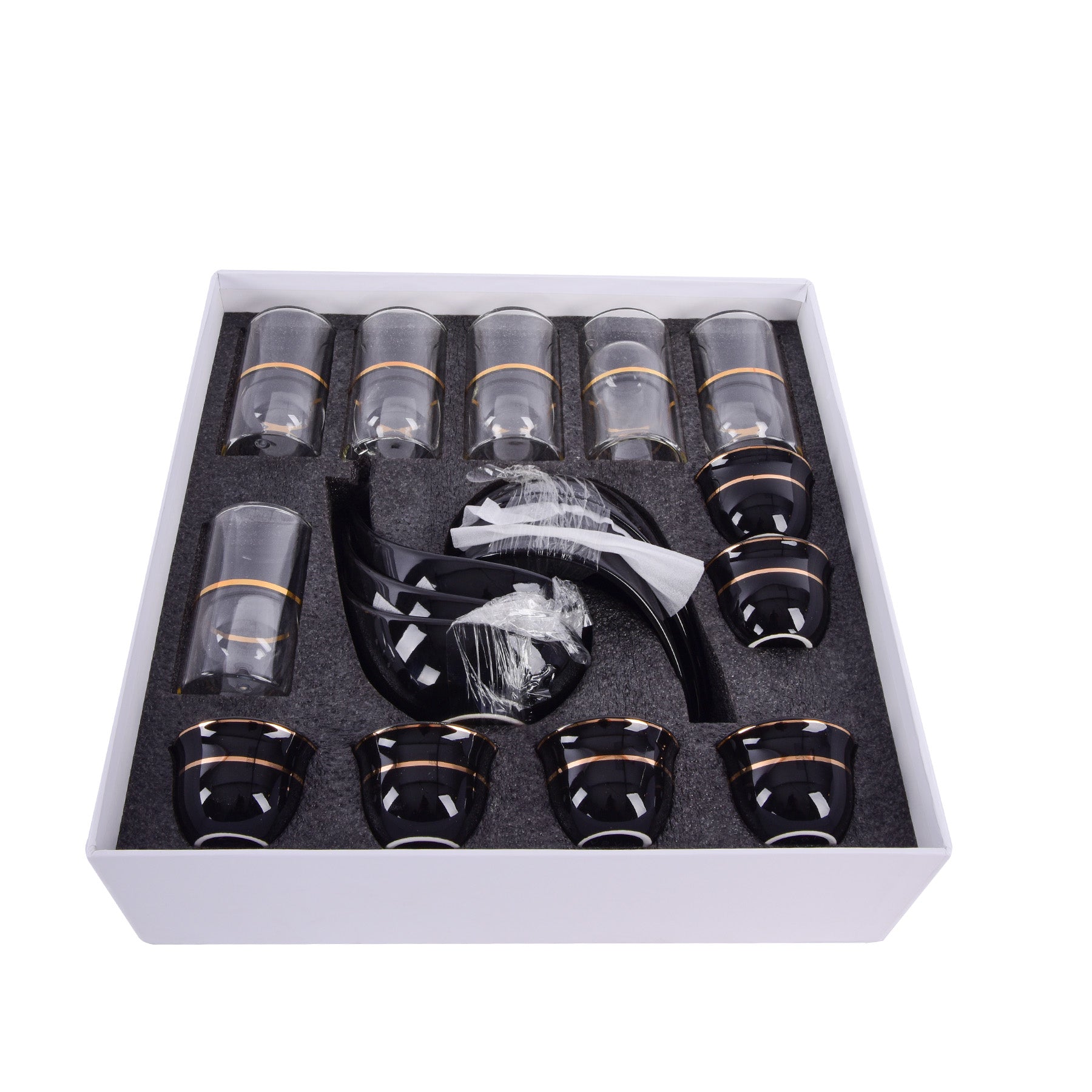 Tea & Coffee Set 18 Pcs - Black Color