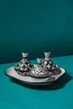 Tamrya With Cover Set of 3 Pieces & Tray - White & Black Color