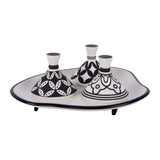 Tamrya With Cover Set of 3 Pieces & Tray - White & Black Color