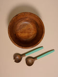 Wooden bowl Set 3 pieces - Brown & Green Color