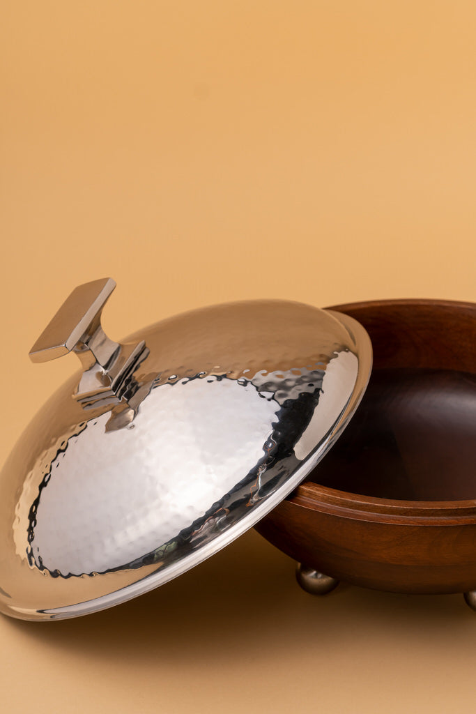 Wooden Bowl & Steel Lid