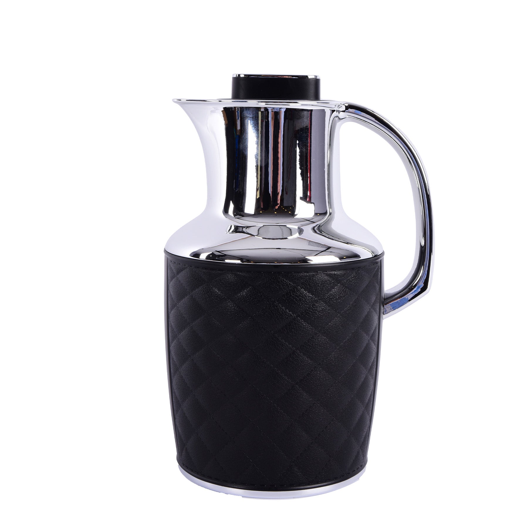Leather Flask 1 liter - Black & Silver Color