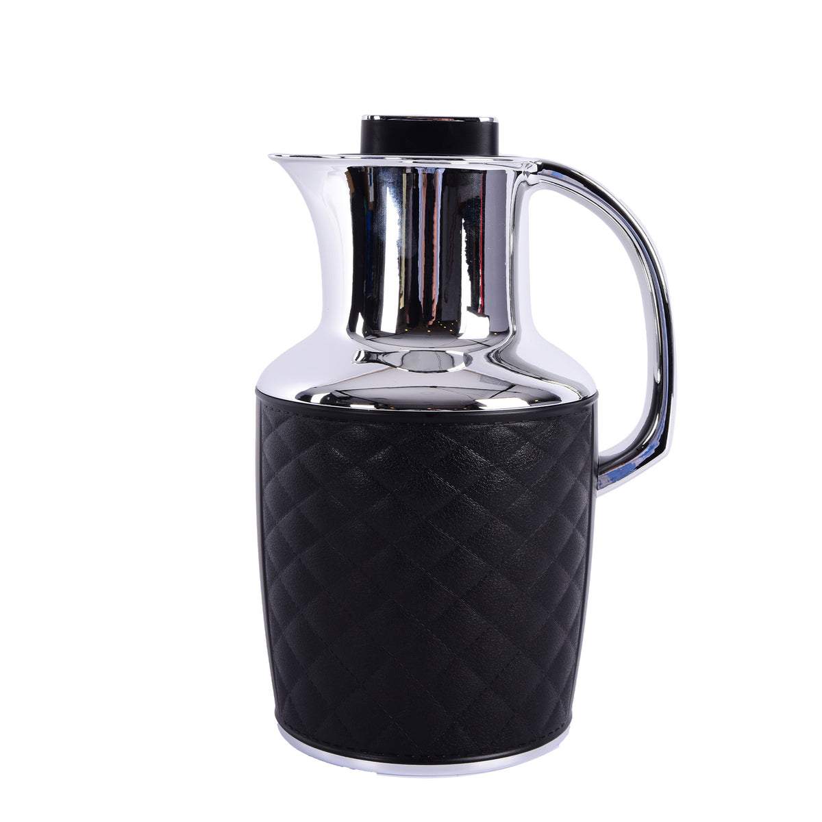 Leather Flask 1 liter - Black & Silver Color
