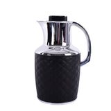 Leather Flask 1 liter - Black & Silver Color