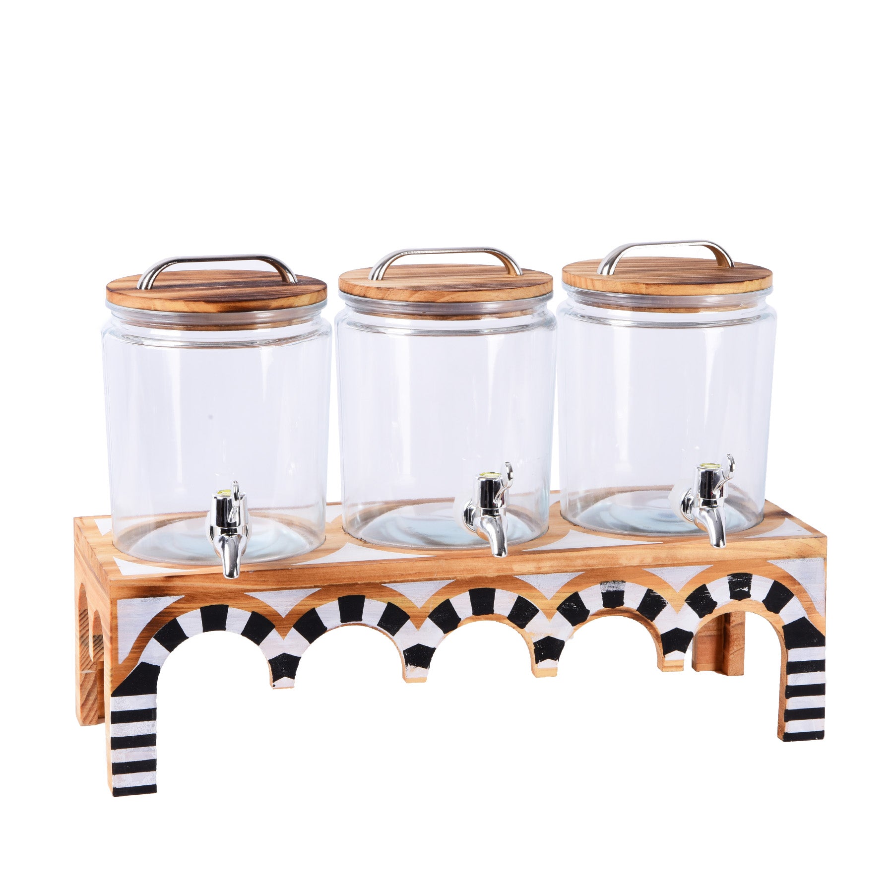 Set of 3 Drink Dispensers with Base , 6 Liters