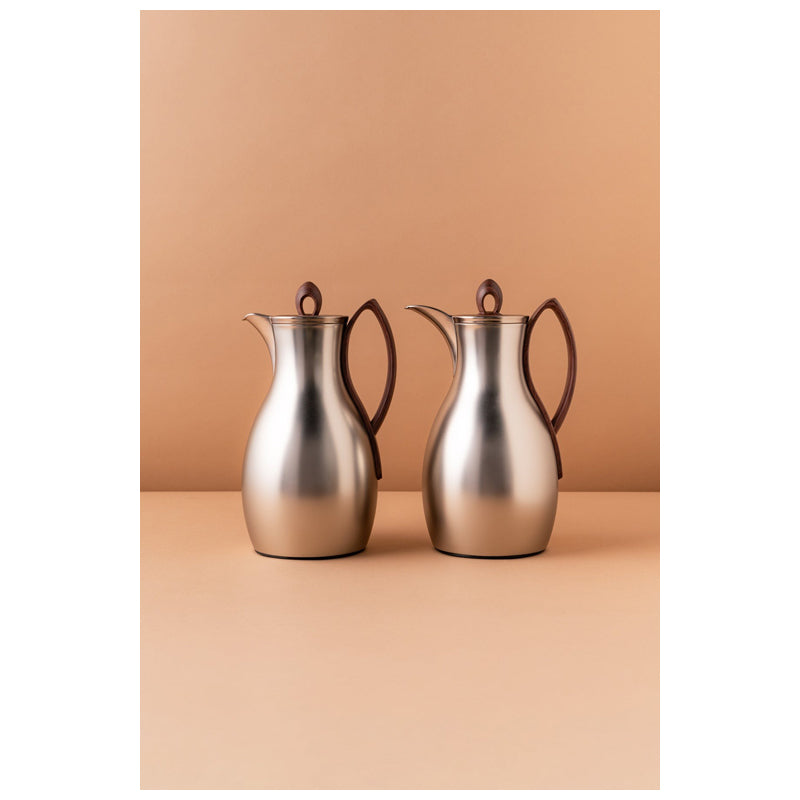 Waba Anwaar Flask Set 2 Pcs 1 L Matt Silver / Wooden Handle