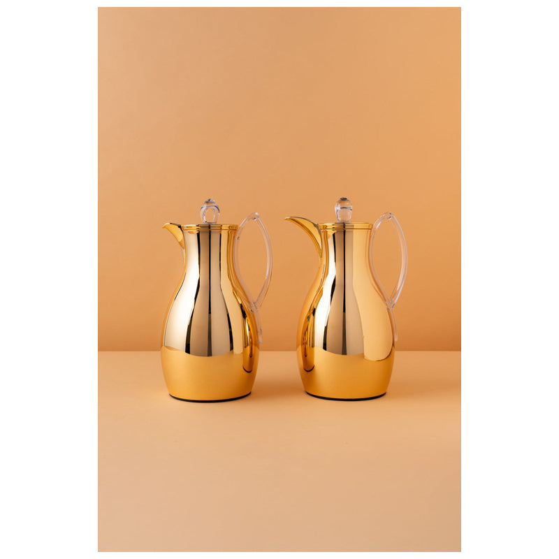 Waba Anwaar Flask Set 2 Pcs 1 L Shinny Gold / Acrylic Handle