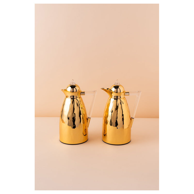 Waba Aliaa Flask Set 2 Pcs 1L -Shiny Gold-Acrylic Handle