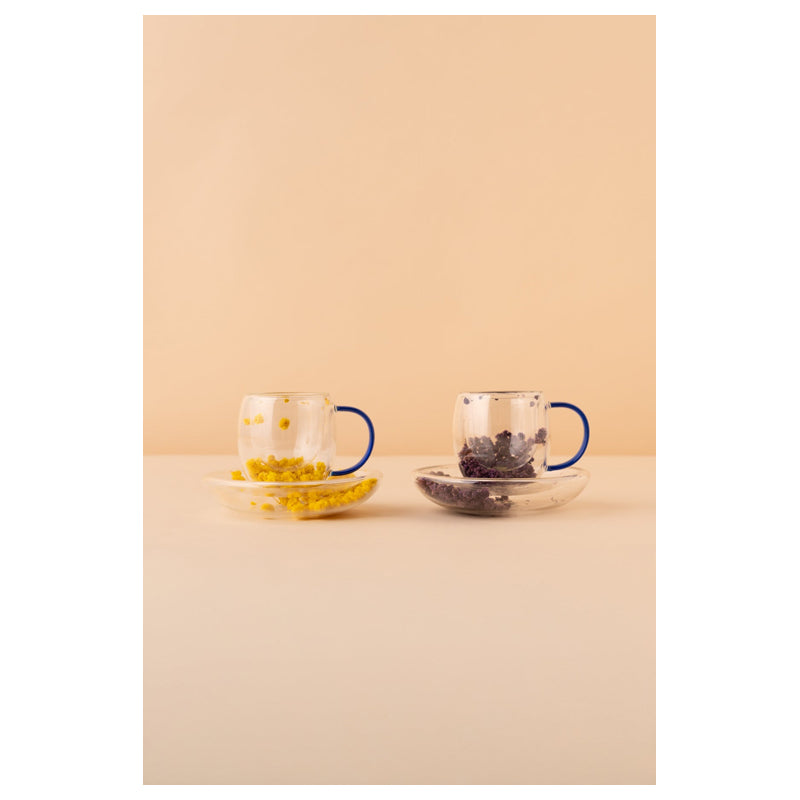 Waba Hl1 Coffee Cups Double Set 2 Pieces-Purple&Yellow