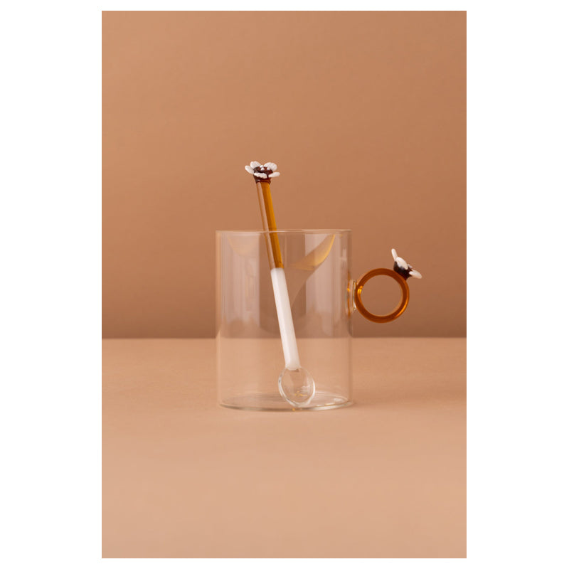 Waba Glass Cup With Spoon Hl1-Honey