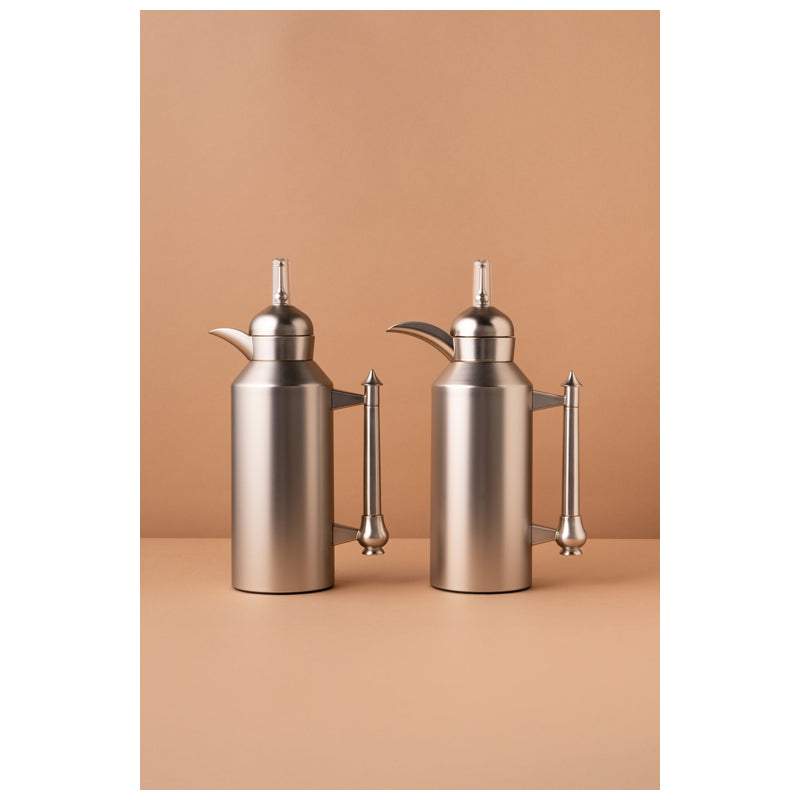 Waba Amjaad Flask Set 2 Pcs 1L-Full Matt Silver