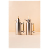 Waba Amjaad Flask Set 2 Pcs 1L-Matt Silver / Gold Handle