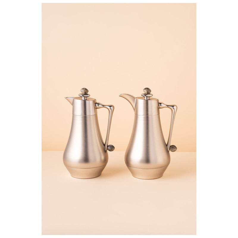 Waba Mubhera Flask Set 2 Pcs 1L-Matt Silver / Granite