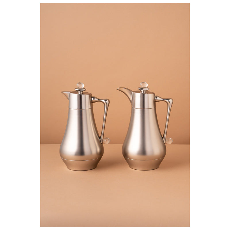 Waba Mubhera Flask Set 2 Pcs 1L-Matt Silver / Transparent