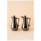 Waba Mubhera Flask Set 2 Pcs 1L-Black Nickel / Wooden