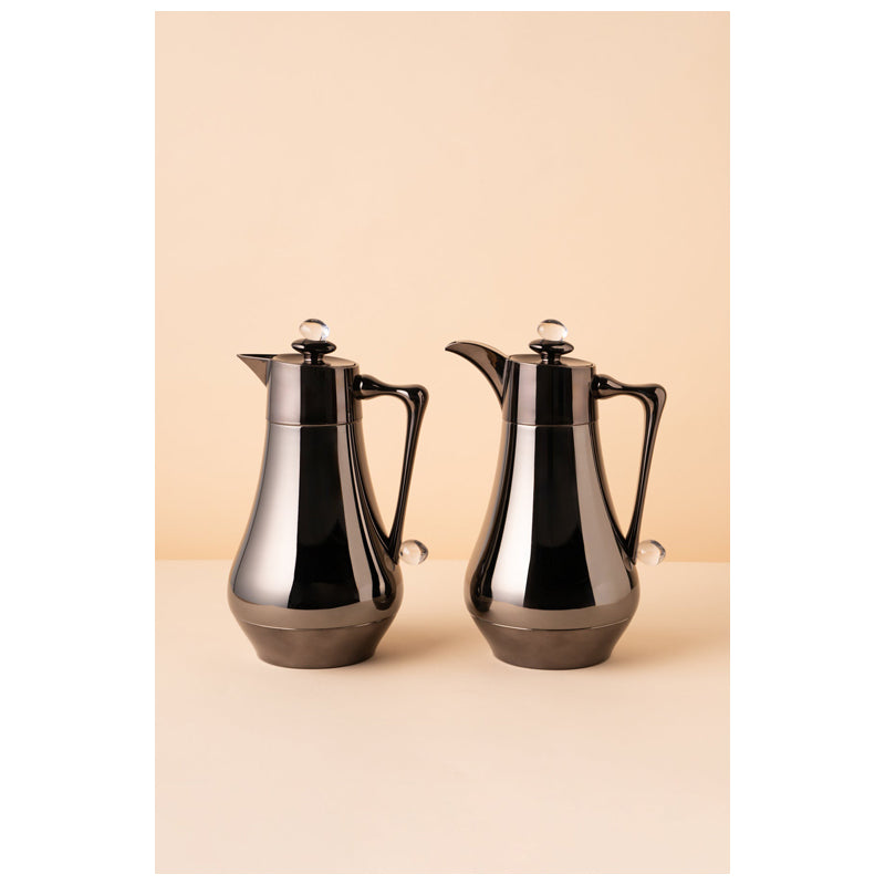 Waba Mubhera Flask Set 2 Pcs 1L-Black Nickel / Transparent