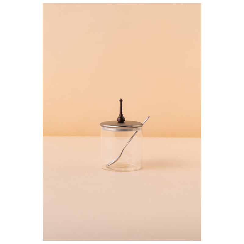 Waba Tp2 Sugar Bowl W/Spoon-Matt Silver / Wooden Handle