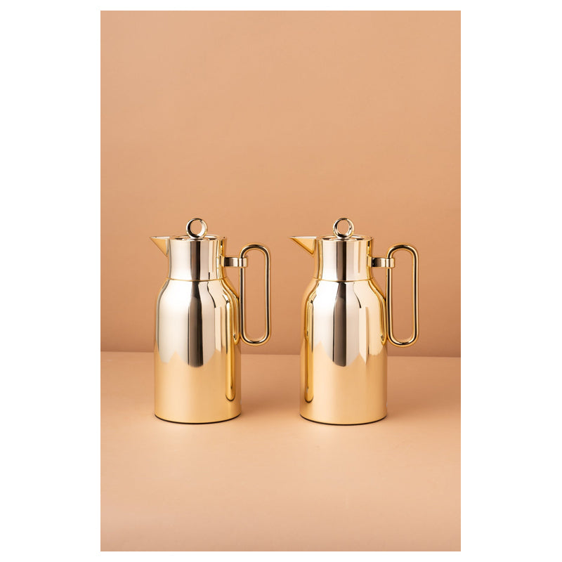 Waba Bareeq Flask Set 2 Pcs 1L-Shiny Gold