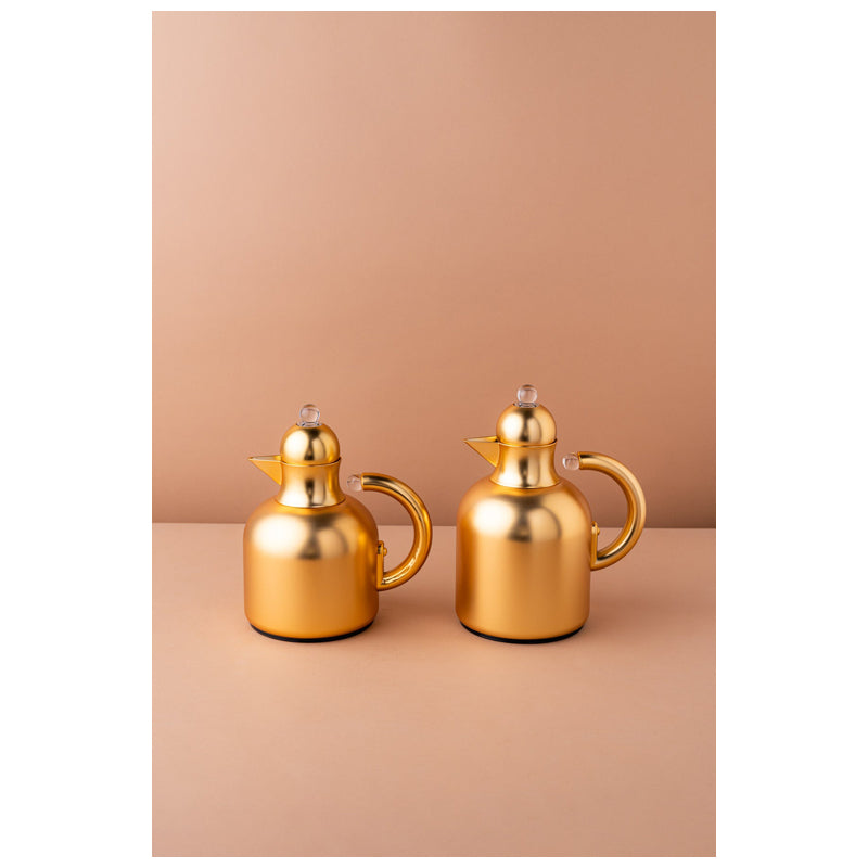 Waba Azoob Flask Set 2 Pieces 0.95/0.6 Ml-Gold&Transparent Handle