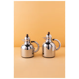 Waba Azoob Flask Set 2 Pieces 0.95/0.6 Ml-Shinny Silver&Wooden Handle