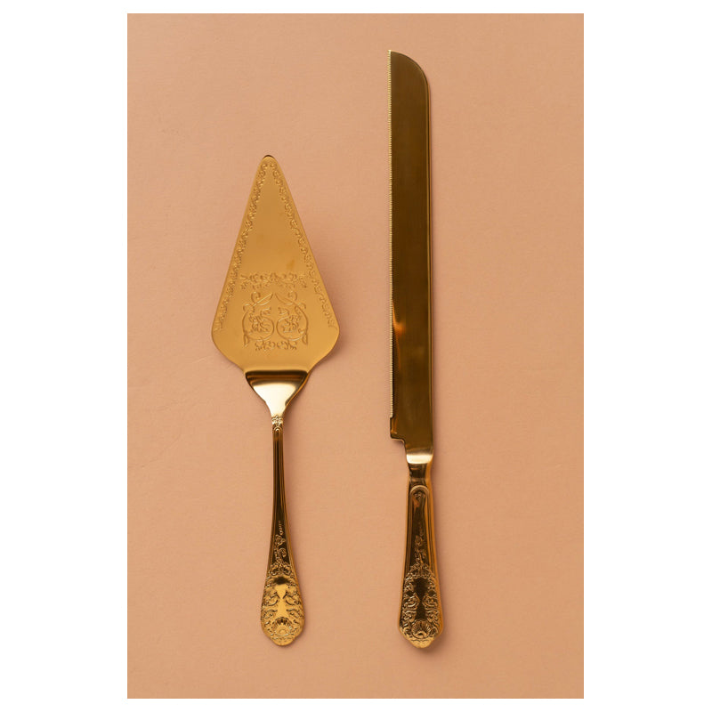 Waba Hf1 Cake Server Set 2 Pcs-Shiny Gold