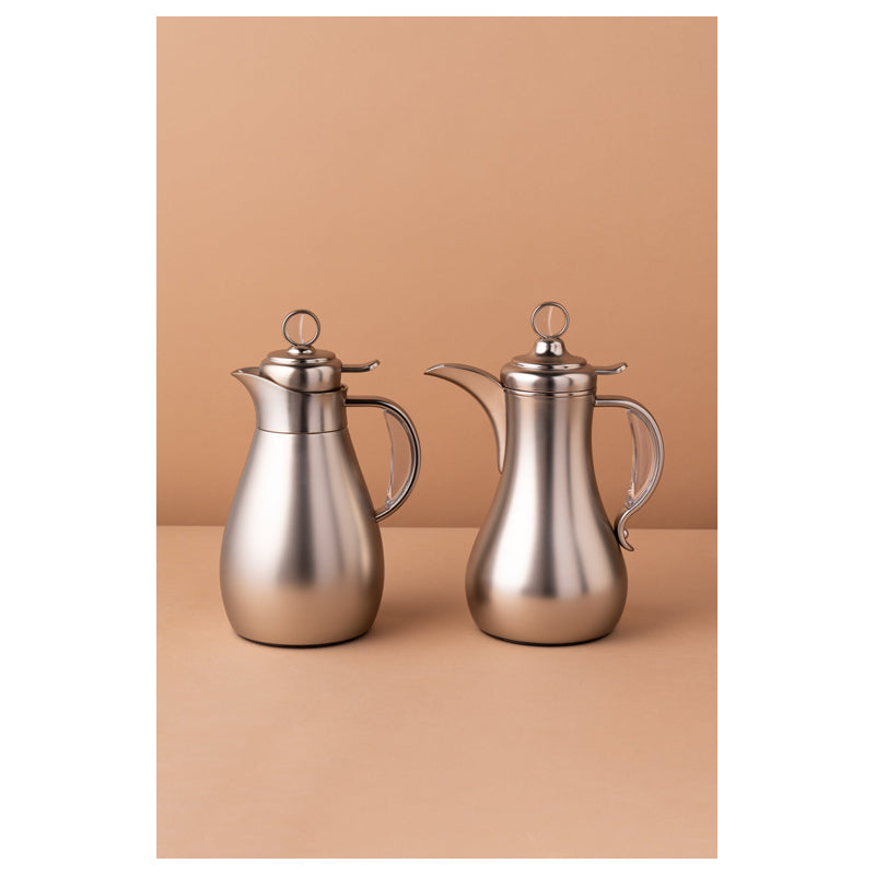 Waba Sanwan Flask Set 2 Pcs 1/0.7 L-Matt Silver / Transparent