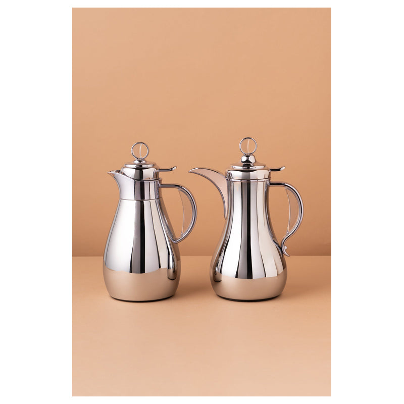Waba Sanwan Flask Set 2 Pcs 1/0.7 L-Shiny Silver / Transparent