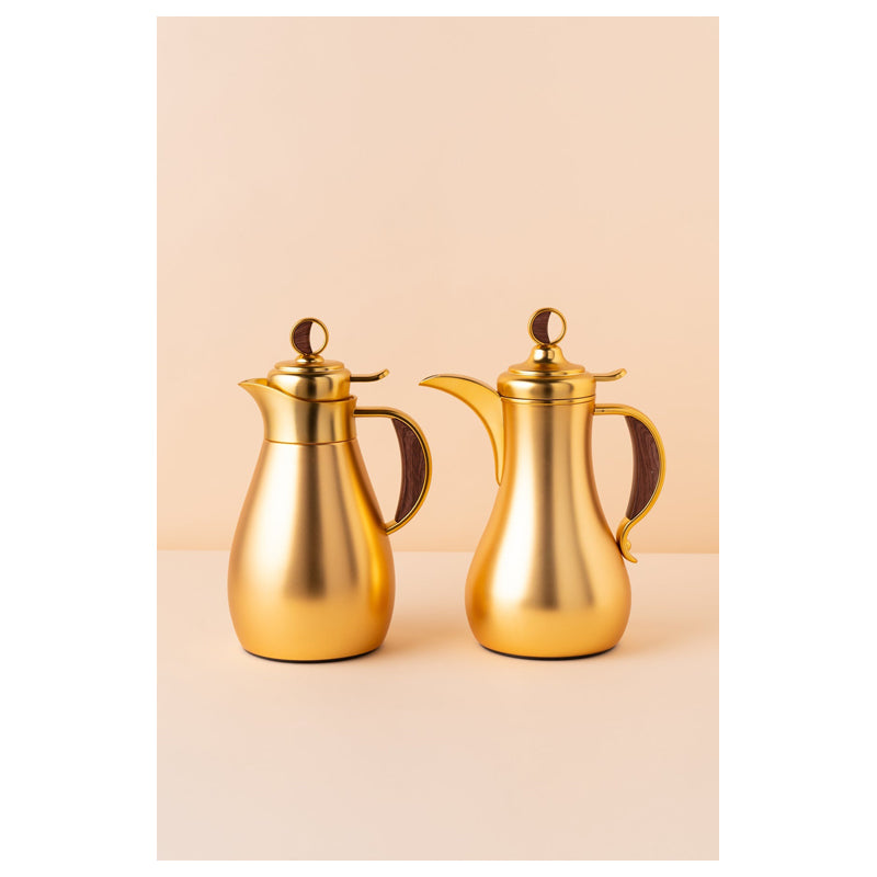 Waba Sanwan Flask Set 2 Pcs 1/0.7 L-Matt Gold / Wooden