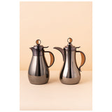 Waba Sanwan Flask Set 2 Pcs 1/0.7 L-Shiny Black Nickel / Wooden