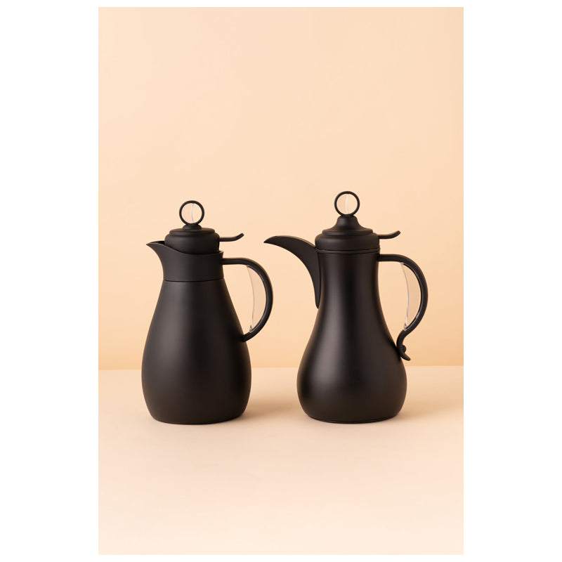 Waba Sanwan Flask Set 2 Pcs 1/0.7 L-Matt Black / Transparent