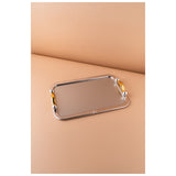 Waba Gf7 Rectangular Serving Tray 1 Pcs-Matt Silver / Gold Handle