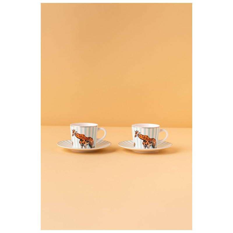 Waba B3 Ceramic Mug 2 Pcs With Base-Light Blue