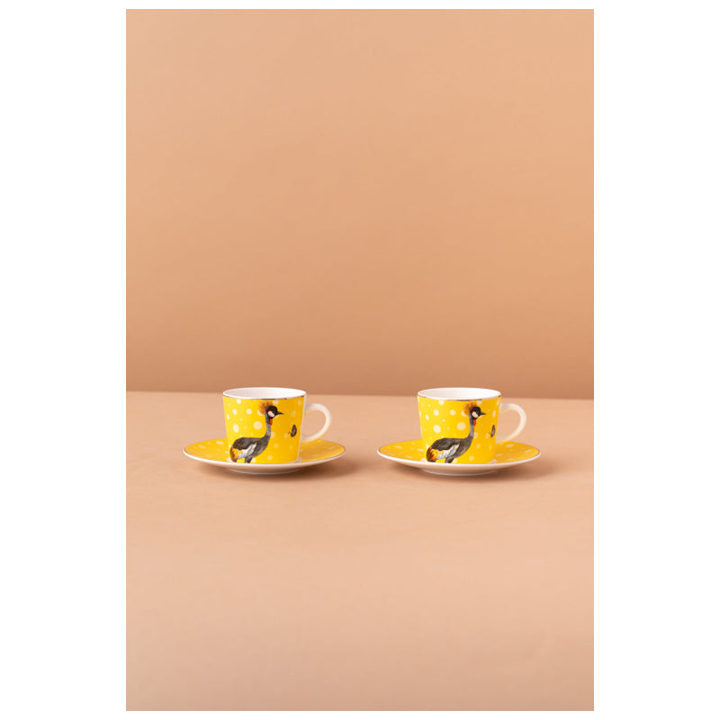 Waba B4 Ceramic Mug 2 Pcs With Base-Yellow