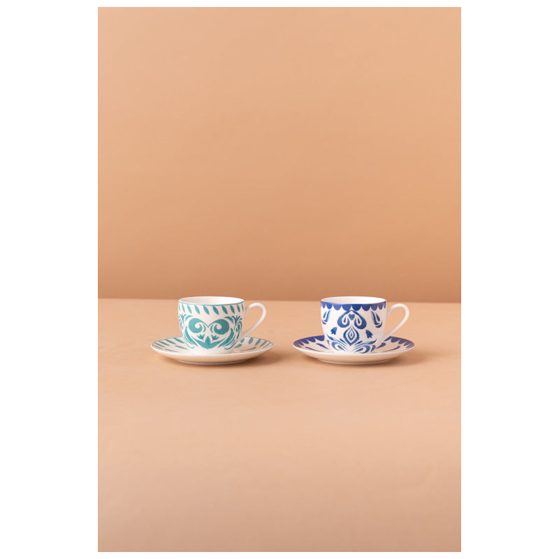 Waba B17 Coffee Cups Set 2 Pcs-Green&Blue
