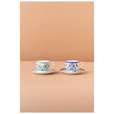 Waba B17 Coffee Cups Set 2 Pcs-Green&Blue