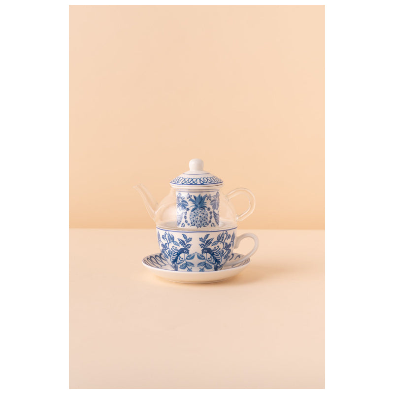Waba B35 Teapot With Cup-White&Blue