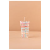 Waba B29 Glass Mug With Lid + Straw-Multicolor