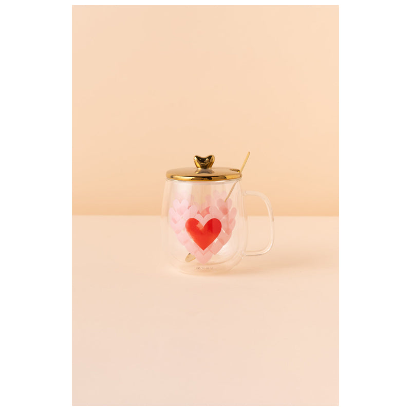 Waba B3 Glass Mug Double Wall +Spoon-Clear
