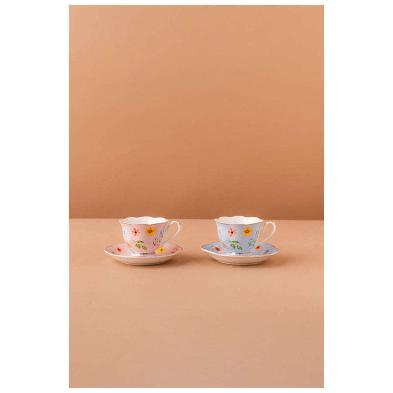 Waba B22 Coffee Cups Set 2 Pcs-Pink&Light Blue