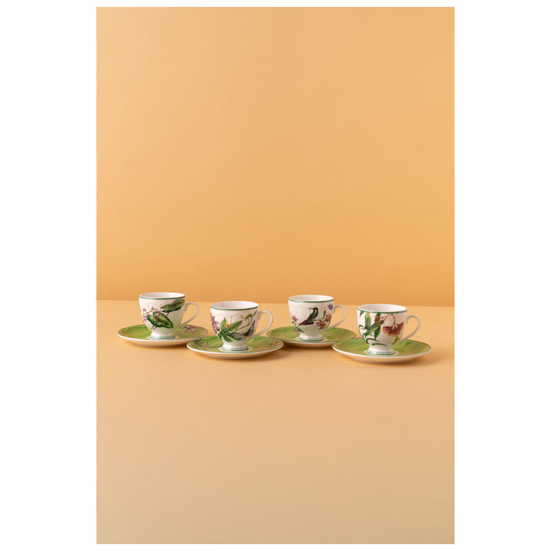 Waba B24 Coffee Cups Set 2 Pcs-White&Green