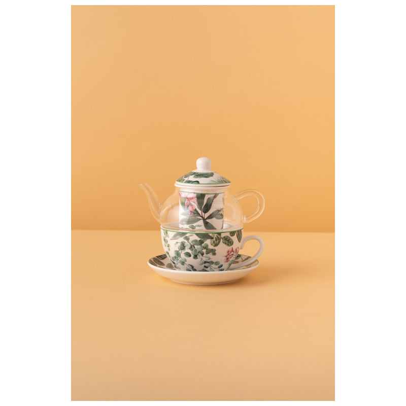 Waba B41 Teapot With Cup-Green&White