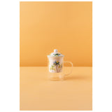 Waba B6 Glass Mug With Cover-White&Green