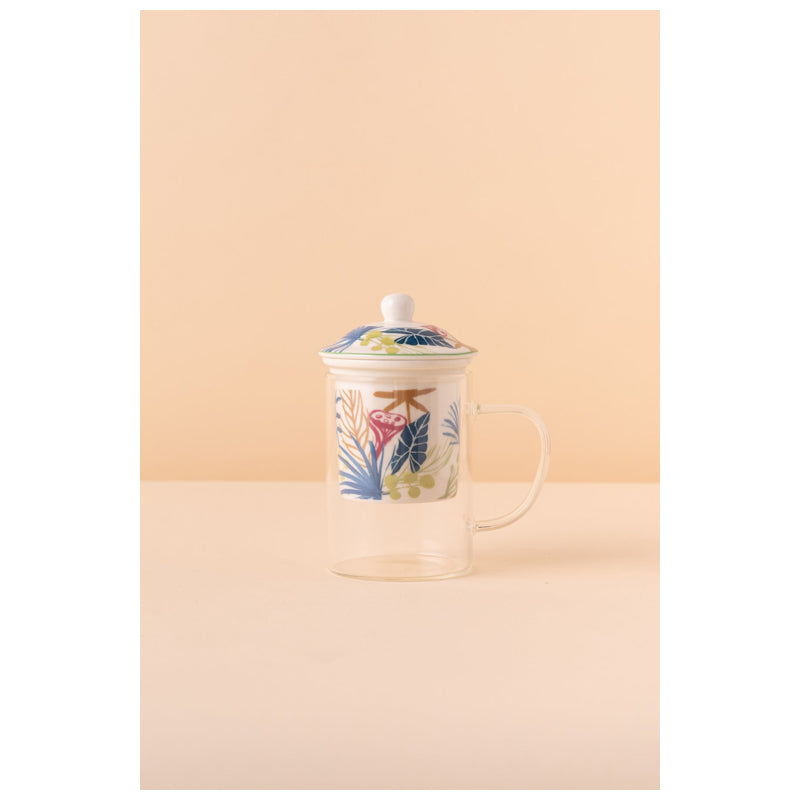 Waba B7 Glass Mug With Cover-Multicolor