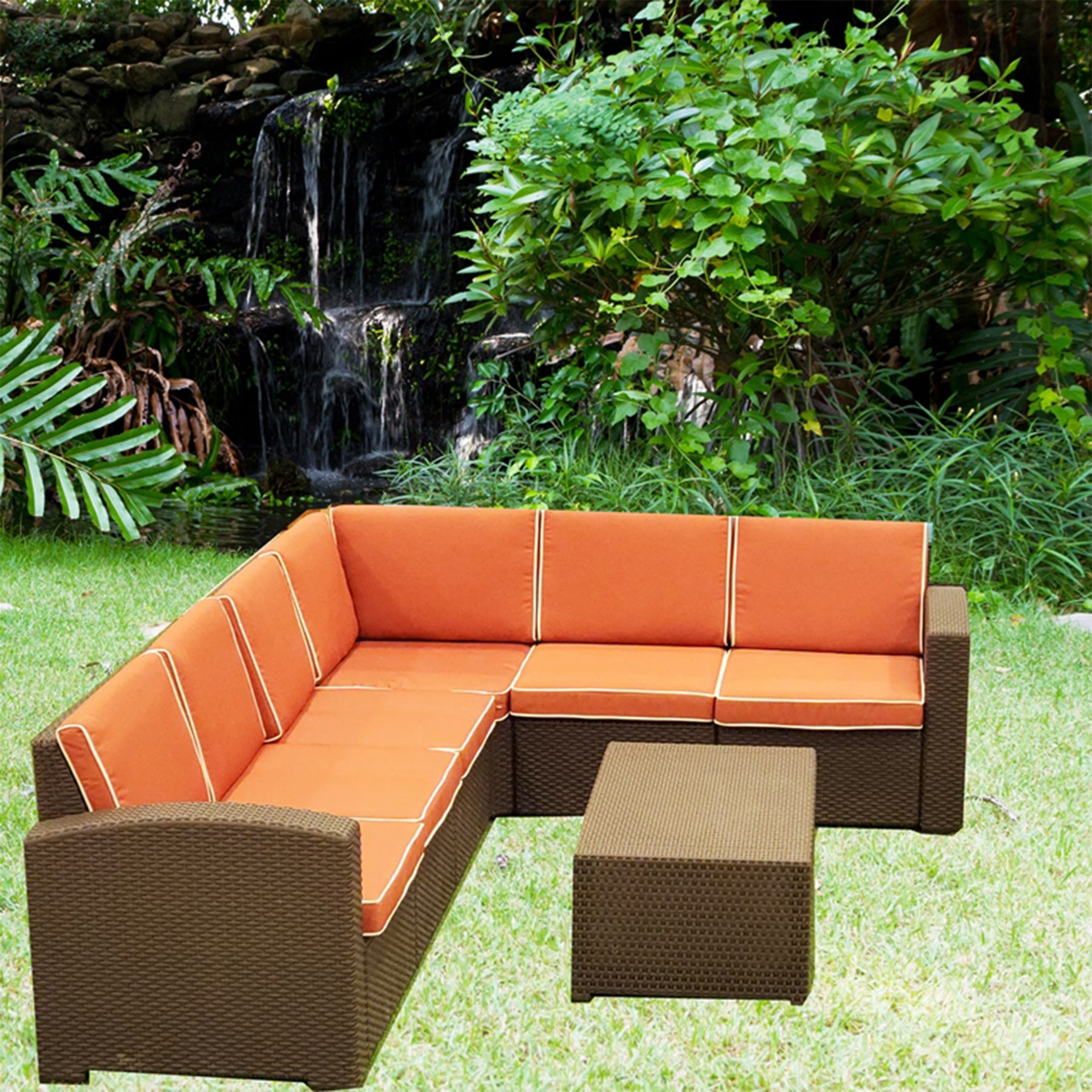 أريكة زاوية للحديقة مع طاولة