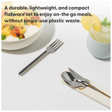 Utensils Set Stainlees Steel 7.5X2X0.5 Inch-Silver&Cream