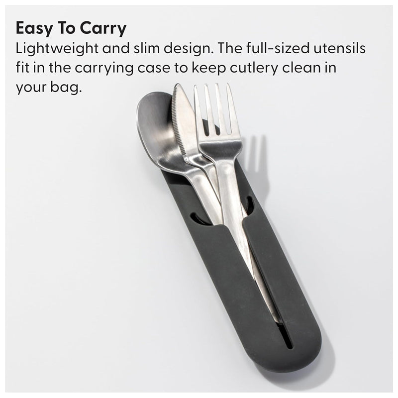 Utensils Set Stainlees Steel 7.5X2X0.5 Inch-Silver&Cream