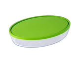 Pyrex Xl Oval Roaster W/Lid 3.0 Ltr-Clear-Green