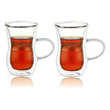 Mooloom 2Pcs Borosilicate Glass Double Wall Tea Cup Set 100Ml -Clear