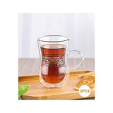 Mooloom Hand Made Borosilicate Glass Double Wall Tea Cup 200 Ml 2 Pcs