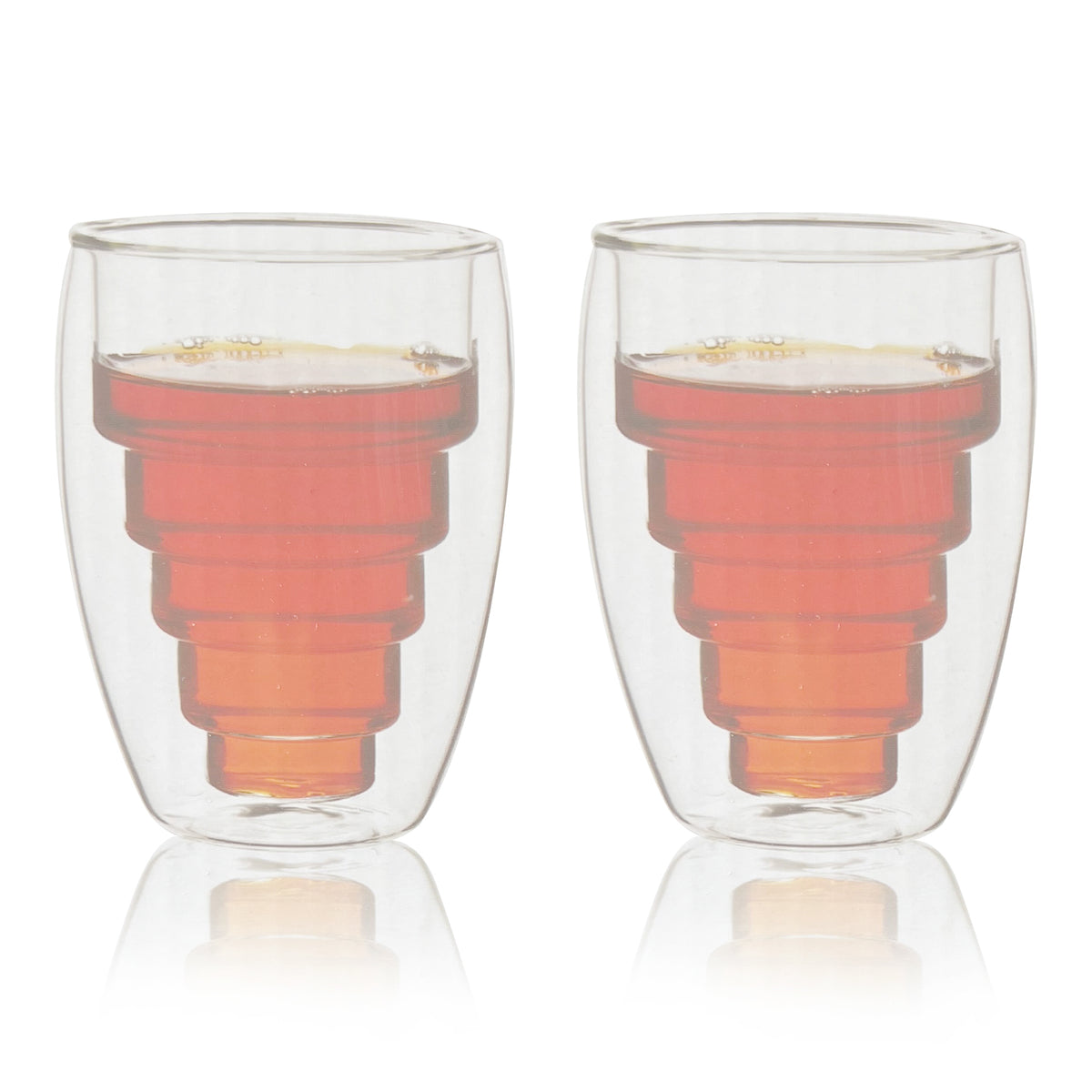 tea cup set double wall glass